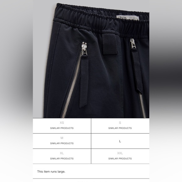 ZARA CARGO PANTS WITH ZIPPER NAVY BLUE - Picture 7 of 9